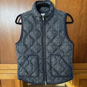 J Crew Womens Excursion Down Vest Navy Blue Full Zip Warm Outdoor Quilted Small